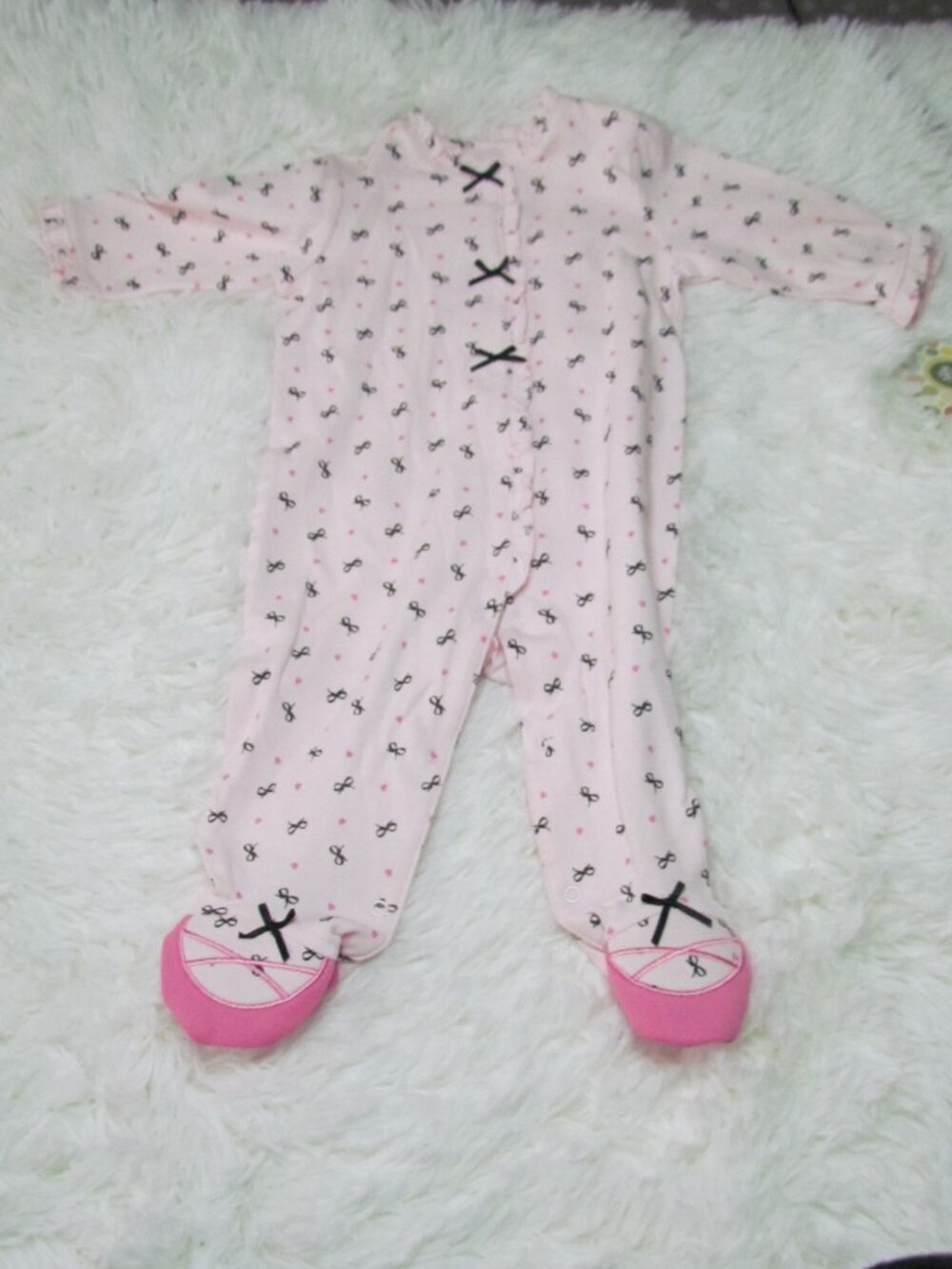 Little Me Light Pink Ballerina Footed Pajamas 6 Months NWT